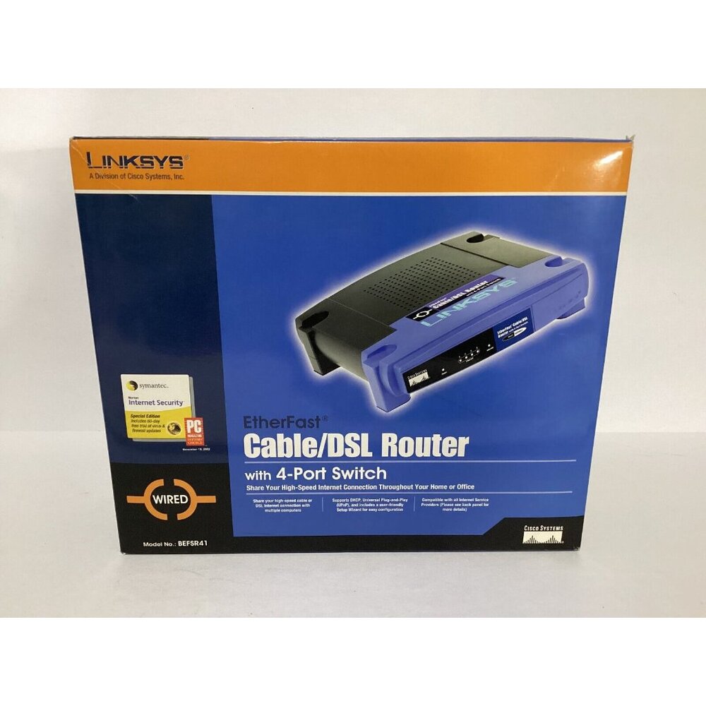 Linksys BEFSR41 4-Port 10/100 Wired Router (BEFSR41 v4) EtherFast  Ciso NEW